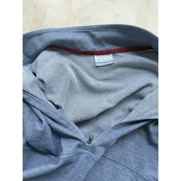 Columbia Mens 2XL Blue Heather Sweatshirt 1/4 Zip Pullover Lightweight - Picture 6 of 7